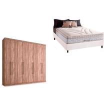 Cama Box Casal + Colchão American Herval + Guarda Roupa Master Vip 8.4 Atacama