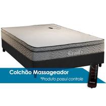 Cama Box Casal: Colchão c/Vibro Massagem Paropas D45 Grants + Base CRC Suede Gray(138x188)