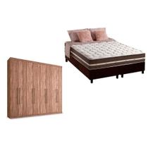 Cama Box Casal + Colchão Classic + Guarda Roupa Master Vip 8.4 Atacama
