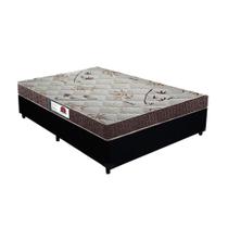 Cama Box Casal Colchão Classic Mola Ensacada + Box Suede Preto Serra Negra 67x138x188