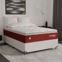 Cama Box Casal + Colchão Comfort Class Pillow Top 138x188 Vinho/suede Branco Cama Box Casal + Colchão Comfort Class Pillow Top 138x188 Vinho/suede Branco