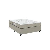 Cama Box Casal + Colchão D33 One Face - 56x138x188cm - Suede Bege