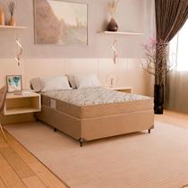 Cama Box Casal + Colchão D33 One Face - 56x138x188cm - Suede Bege - e-Shop Casa