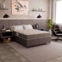 Cama Box Casal + Colchão D33 One Face - 56x138x188cm - Suede Cinza