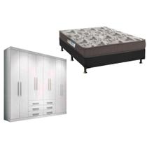 Cama Box Casal + Colchão D33 Ortobom + Guarda Roupa Master 8.6 Branco