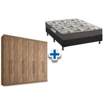 Cama Box Casal + Colchão D33 Ortobom + Guarda Roupa Master Vip 8.4 Atacama