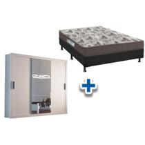 Cama Box Casal + Colchão D33 Ortobom + Guarda Roupa Veneza Luxo Branco Cama Box Casal + Colchão D33 Ortobom + Guarda Roupa Veneza Luxo Branco