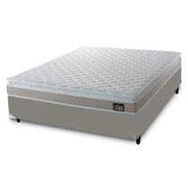 Cama Box Casal Colchão De Espuma D33 Millenium Pillow Top 138x188x57cm Bege Bege