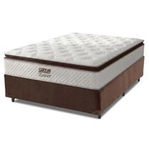 Cama Box Casal Colchão de Molas Pocket Ensacadas Tower Gazin 138x188x72cm Branco / Marrom Cama Box Casal Colchão de Molas Pocket Ensacadas Tower Gazin 138x188x72cm Branco / Marrom