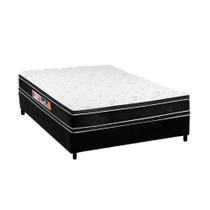 Cama Box Casal: Colchão Espuma Castor D33 Black e White Double Face + Base CRC Suede Black(138x188)