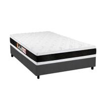 Cama Box Casal: Colchão Espuma Castor D45 Black e White Double Face + Base CRC Suede Gray(138x188)