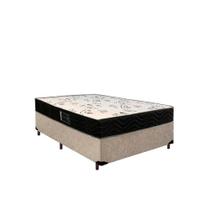 Cama Box Casal Colchão Espuma D33 Bambo Branco Ducci + Box Suede Bege (57x138x188)