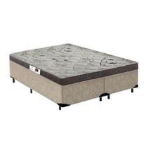 Cama Box Casal Colchão Espuma D33 Bordado + Box Bipartido Suede Bege Serra Negra 58x138x188 Cama Box Casal Colchão Espuma D33 Bordado + Box Bipartido Suede Bege Serra Negra 58x138x188