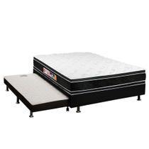 Cama Box Casal: Colchão Espuma D33 Castor Black e White DF + Base CRC Courano Black(138x188)