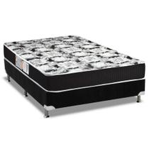 Cama Box Casal: Colchão Espuma D33 Luckspuma Supreme + Base CRC Suede Black(138x188)