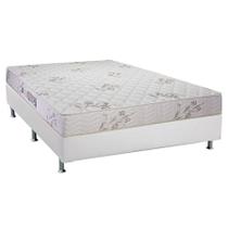 Cama Box Casal: Colchão Espuma D33 Luckspuma Supreme Floral + Base CRC Courano White(138x188)