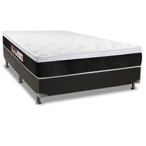 Cama Box Casal: Colchão Espuma D45 Castor Black e White + Base CRC Suede Black(138x188)