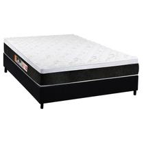 Cama Box Casal: Colchão Espuma D45 Castor Black e White + Base CRC Suede Black(138x188)