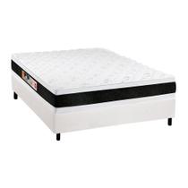 Cama Box Casal: Colchão Espuma D45 Castor Black e White Double Face + Base CRC Courano White(138x188)