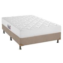 Cama Box Casal: Colchão Espuma D45 Herval Top + Base CRC Suede Bege(138x188)