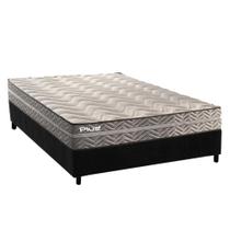 Cama Box Casal: Colchão Espuma D45 Paropas Pasquale Plus Gray + Base CRC Suede Black (138x188)