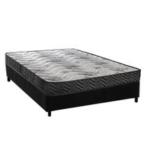 Cama Box Casal: Colchão Espuma D45 Paropas Pasquale Wave Black + Base CRC Suede Black (138x188)