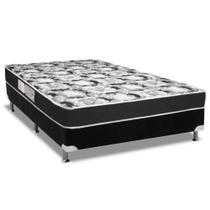 Cama Box Casal: Colchão Espuma Luckspuma D28 Celebrity + Base CRC Suede Black(138x188)