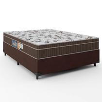 Cama Box Casal Colchão Espuma Orthoface Polar 138x188x63cm Marrom - Suporta Até 120kg Por Pessoa