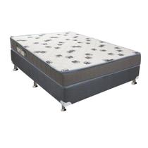 Cama Box Casal: Colchão Espuma Ortobom D33 Light + Base CRC Camurça Gray(138x188)