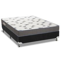 Cama Box Casal: Colchão Espuma Ortobom D33 Light + Base CRC Courano Black(138x188)