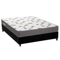 Cama Box Casal: Colchão Espuma Ortobom D33 Light Saúde + Base CRC Suede Black(138x188)