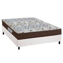 Cama Box Casal: Colchão Espuma Ortobom D45/EP Fort Tech ISO 150 + Base CRC Courano White(138x188)