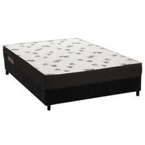 Cama Box Casal: Colchão Espuma Ortobom D45 Light + Base CRC Suede Black(138x188)