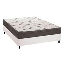 Cama Box Casal: Colchão Espuma Ortobom D45 Light Saúde + Base CRC Courano White(138x188)