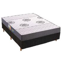 Cama Box Casal: Colchão Espuma Polar D45 Pérola Fort Black + Base CRC Rústico Black(138x188)