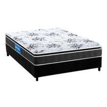 Cama Box Casal: Colchão Espuma Probel D40 Guarda Costas Premium Hiper Firme + Base CRC Suede Black(138x188)