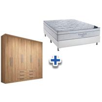 Cama Box Casal + Colchão Freedom Ortobom + Guarda Roupa Master 8.6 Atacama