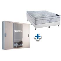 Cama Box Casal + Colchão Freedom Ortobom + Guarda Roupa Veneza Luxo Branco - Rufato