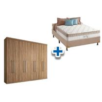 Cama Box Casal + Colchão King Best + Guarda Roupa Master Vip 8.4 Atacama - Santos Andirá