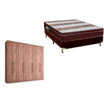 Cama Box Casal + Colchão Light Ortobom + Guarda Roupa Master Vip 8.4 Atacama