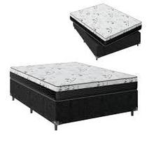 Cama Box Casal Colchão Mola Bonnel + Box Suede Preto 63x138x188