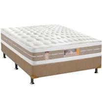 Cama Box Casal: Colchão Molas Castor Pocket Silver Star Air + Base CRC Suede Bege(138x188)