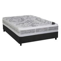 Cama Box Casal: Colchão Molas Castor Pocket Super luxo Látex Plush Double Face + Base CRC Suede Gray(138x188)