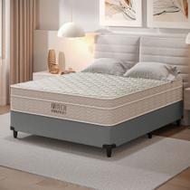 CAMA BOX CASAL + COLCHÃO MOLAS ENSACADAS AIRTECH SPRINGPOCKET (138x188x61CM) CINZA