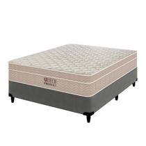 CAMA BOX CASAL + COLCHÃO MOLAS ENSACADAS AIRTECH SPRINGPOCKET (138x188x61CM) material sintético CINZA