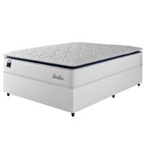 Cama Box Casal Colchão Molas Ensacadas Com Pillow Sevilha 138x188x71cm Branco/cinza Hellen