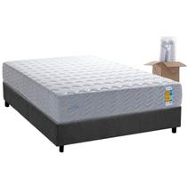 Cama Box Casal: Colchão Molas Ensacadas Herval Bumpcore + Base CRC Suede Gray (138x188)