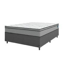 Cama Box Casal Colchão Molas Ensacadas Mirage 138x188x62cm Cinza/Branco Umaflex