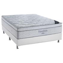 Cama Box Casal: Colchão Molas Ensacadas Ortobom SuperPocket Freedom Visco + Base CRC Courano Branco(138x188)