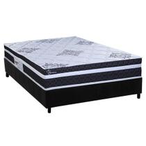 Cama Box Casal: Colchão Molas Ensacadas Paropas Basic Black + Base CRC Suede Black (138x188)